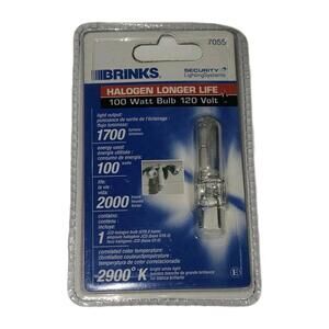 Brinks Security Bulb, JCD Halogen, #7055, 100W, 1700 Lumens, 2000 Hours, New